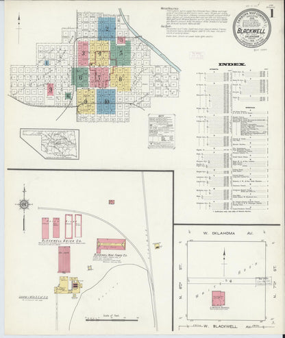 Sanborn Fire Insurance Map from Blackwell, Kay County, Oklahoma (1913), Sheet #0001 - Complete Map Set gallery image, historic Sanborn map, vintage wall art, Oklahoma Oklahoma