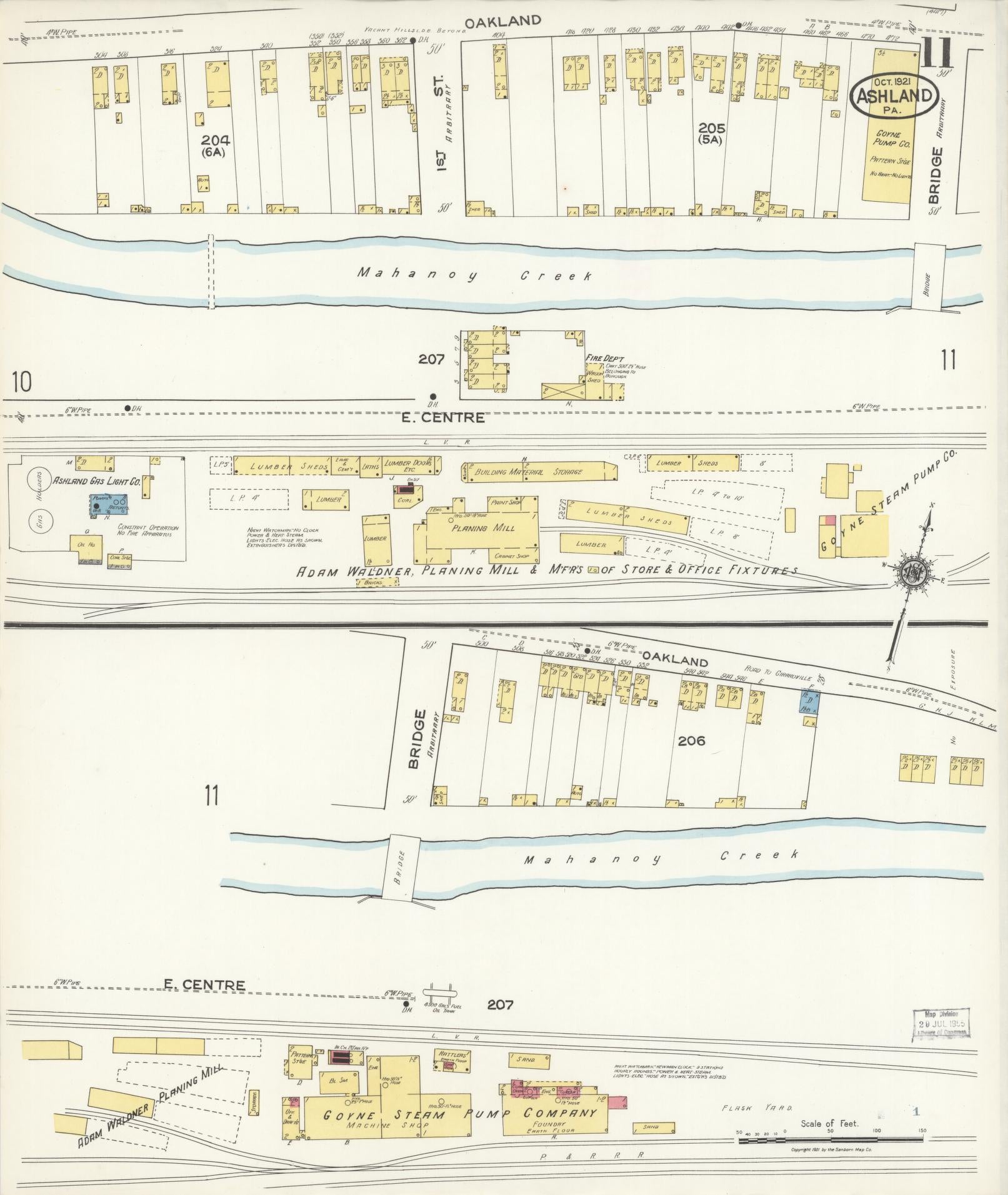 Sanborn Fire Insurance Map from Ashland, Schuylkill County, Pennsylvania (1921), Sheet #0011 - Historic Sanborn Fire Insurance Map Print, vintage old map wall art, antique decor, genealogy gift, Pennsylvania Pennsylvania map