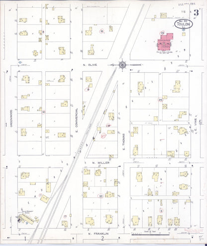Sanborn Fire Insurance Map from Toulon, Stark County, Illinois (1913), Sheet #0003 - Complete Map Set gallery image, historic Sanborn map, vintage wall art, Illinois Illinois