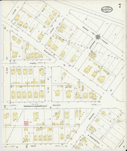 Sanborn Fire Insurance Map from Newport, Jackson County, Arkansas (1914), Sheet #0007 - Complete Map Set gallery image, historic Sanborn map, vintage wall art, Arkansas Arkansas