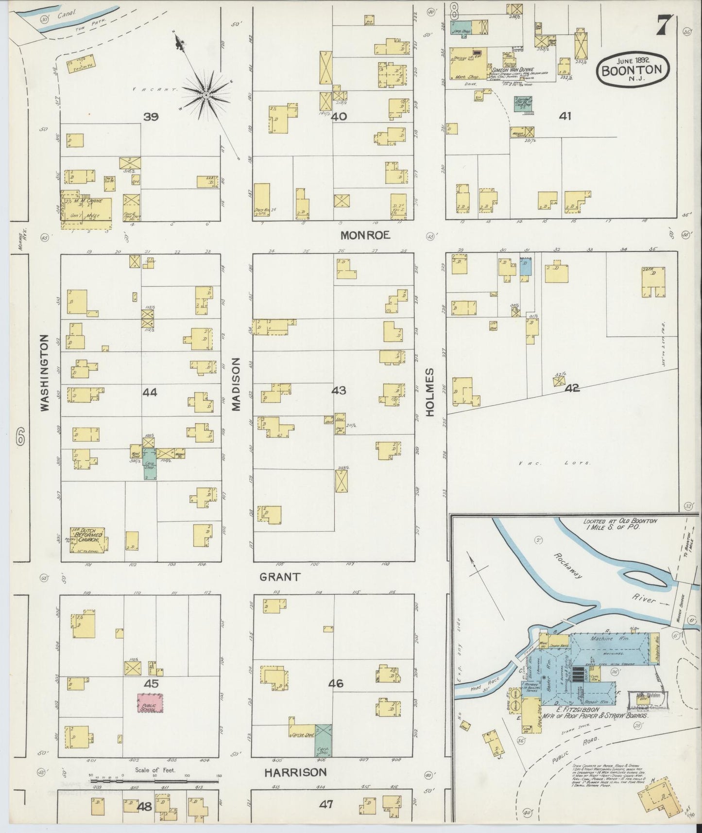 Sanborn Fire Insurance Map from Boonton, Morris County, New Jersey (1892), Sheet #0007 - Complete Map Set gallery image, historic Sanborn map, vintage wall art, New Jersey New Jersey
