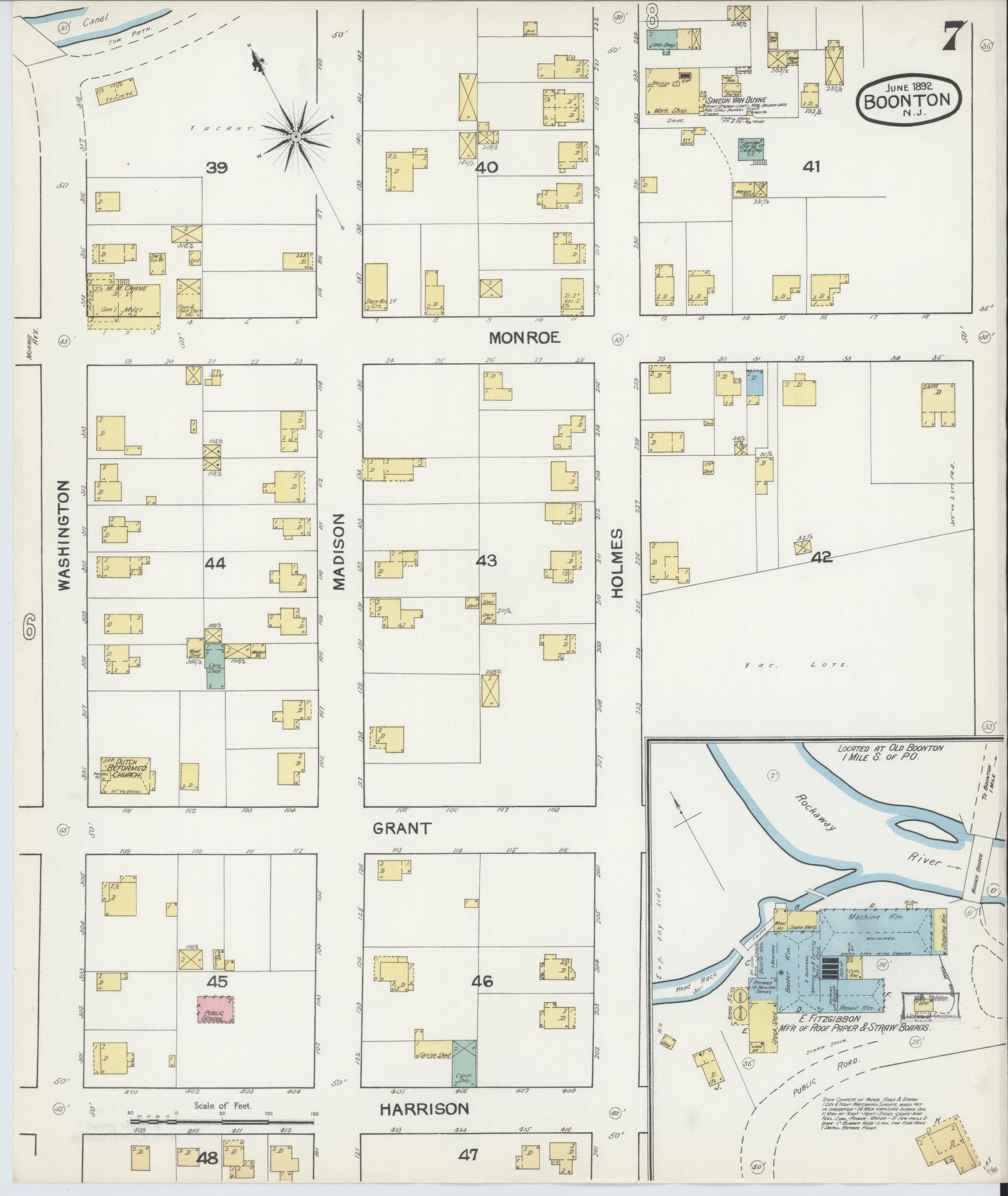 Sanborn Fire Insurance Map from Boonton, Morris County, New Jersey (1892), Sheet #0007 - Complete Map Set gallery image, historic Sanborn map, vintage wall art, New Jersey New Jersey