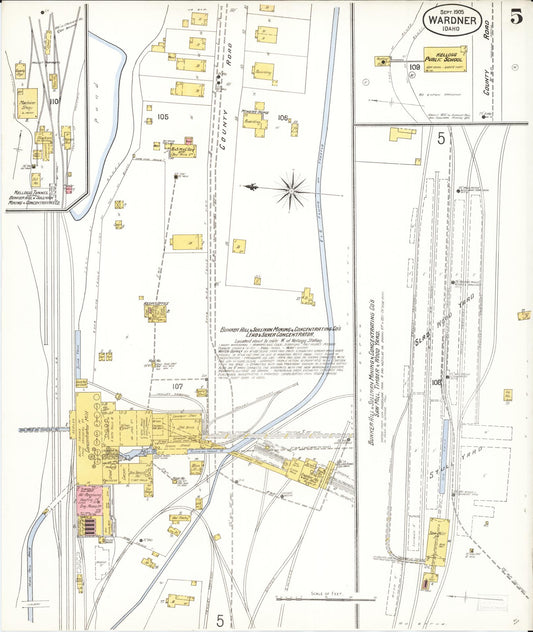 Sanborn Fire Insurance Map from Wardner, Shoshone County, Idaho (1905), Sheet #0005 - Historic Sanborn Fire Insurance Map Print, vintage old map wall art, antique decor, genealogy gift, Idaho Idaho map