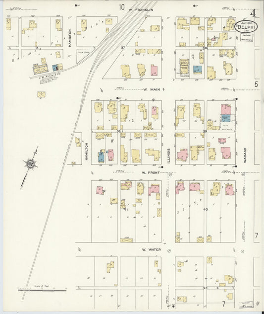 Sanborn Fire Insurance Map from Delphi, Carroll County, Indiana (1912), Sheet #0004 - Historic Sanborn Fire Insurance Map Print, vintage old map wall art, antique decor, genealogy gift, Indiana Indiana map