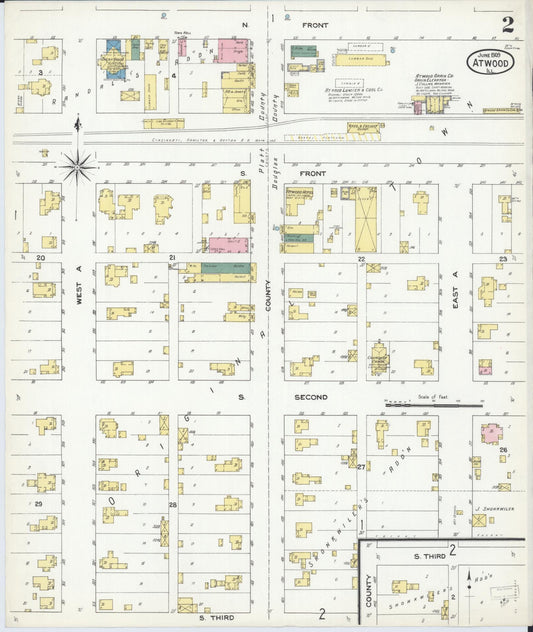Sanborn Fire Insurance Map from Atwood, Douglas And Piatt Counties, Illinois (1909), Sheet #0002 - Historic Sanborn Fire Insurance Map Print, vintage old map wall art, antique decor, genealogy gift, Illinois Illinois map