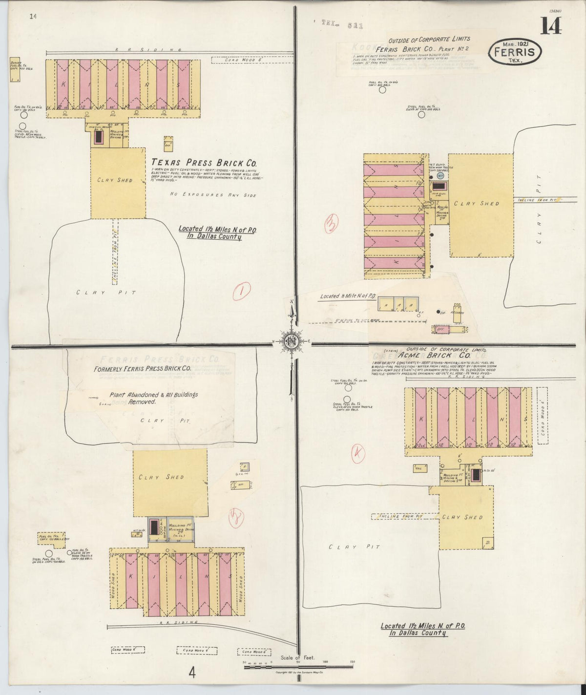 Sanborn Fire Insurance Map from Ferris, Ellis County, Texas (1941), Sheet #0014 - Complete Map Set gallery image, historic Sanborn map, vintage wall art, Texas Texas