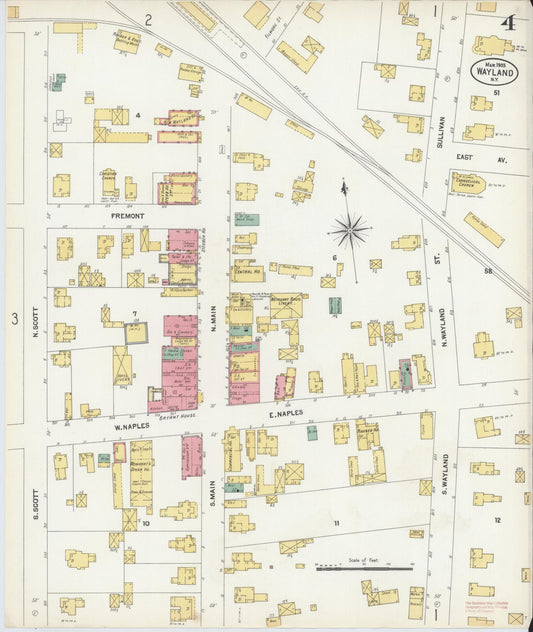 Sanborn Fire Insurance Map from Wayland, Steuben County, New York (1903), Sheet #0004 - Historic Sanborn Fire Insurance Map Print, vintage old map wall art, antique decor, genealogy gift, New York New York map