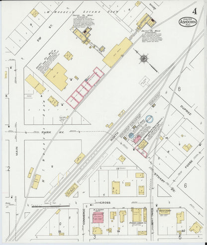 Sanborn Fire Insurance Map from Ashdown, Little River County, Arkansas (1919), Sheet #0004 - Complete Map Set gallery image, historic Sanborn map, vintage wall art, Arkansas Arkansas