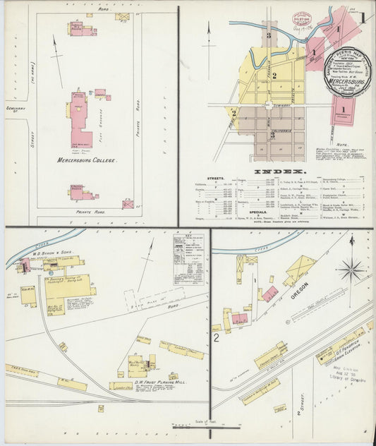 Sanborn Fire Insurance Map from Mercersburg, Franklin County, Pennsylvania (1896), Sheet #0001 - Historic Sanborn Fire Insurance Map Print, vintage old map wall art, antique decor, genealogy gift, Pennsylvania Pennsylvania map