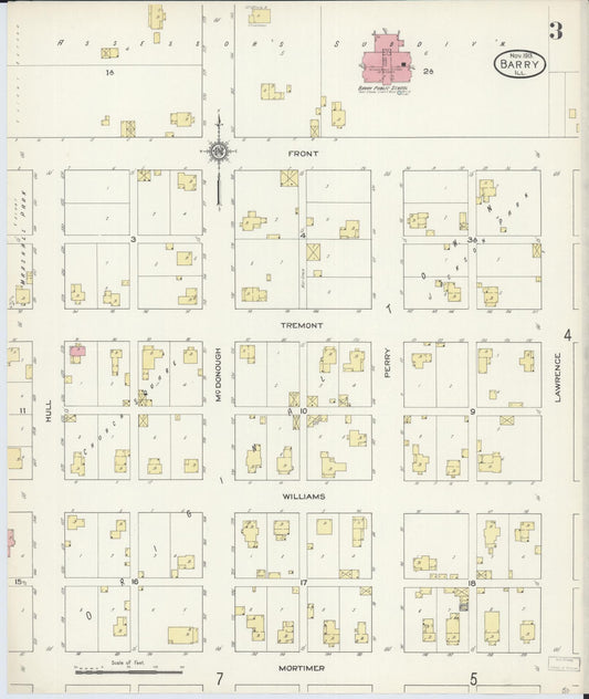 Sanborn Fire Insurance Map from Barry, Pike County, Illinois (1913), Sheet #0003 - Historic Sanborn Fire Insurance Map Print, vintage old map wall art, antique decor, genealogy gift, Illinois Illinois map