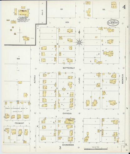 Sanborn Fire Insurance Map from Elmwood, Peoria County, Illinois (1898), Sheet #0004 - Complete Map Set gallery image, historic Sanborn map, vintage wall art, Illinois Illinois