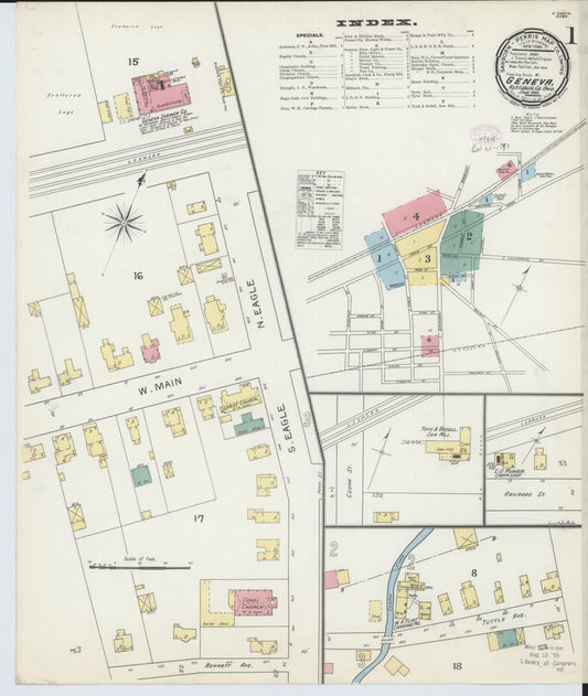 Sanborn Fire Insurance Map from Geneva, Ashtabula County, Ohio (1893), Sheet #0001 - Complete Map Set gallery image, historic Sanborn map, vintage wall art, Ohio Ohio