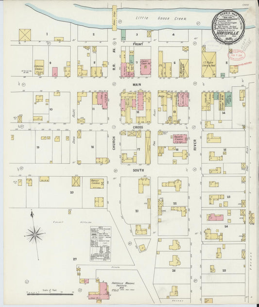 Sanborn Fire Insurance Map from Hartsville, Trousdale County, Tennessee (1898), Sheet #0001 - Historic Sanborn Fire Insurance Map Print, vintage old map wall art, antique decor, genealogy gift, Tennessee Tennessee map