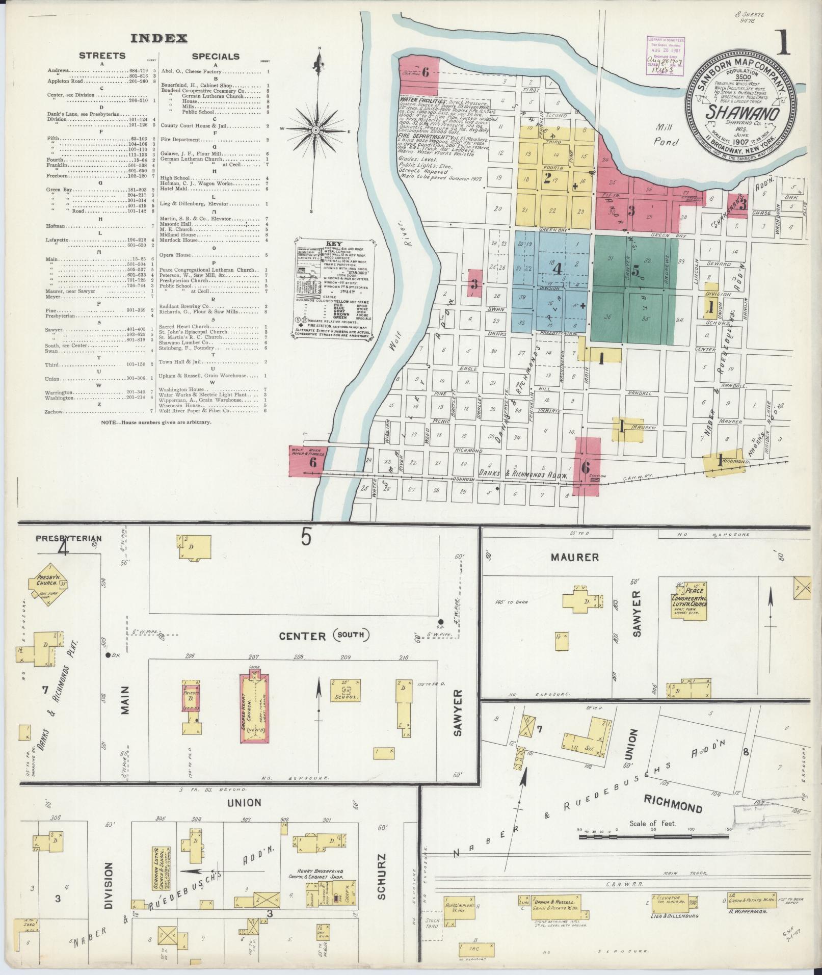 Shawano, Shawano County, Wisconsin (1907) – Sanborn Fire Insurance Map – Map View