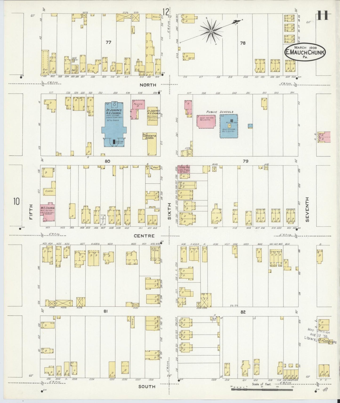 Sanborn Fire Insurance Map from Mauch Chunk, Carbon County, Pennsylvania (1908), Sheet #0011 - Complete Map Set gallery image, historic Sanborn map, vintage wall art, Pennsylvania Pennsylvania