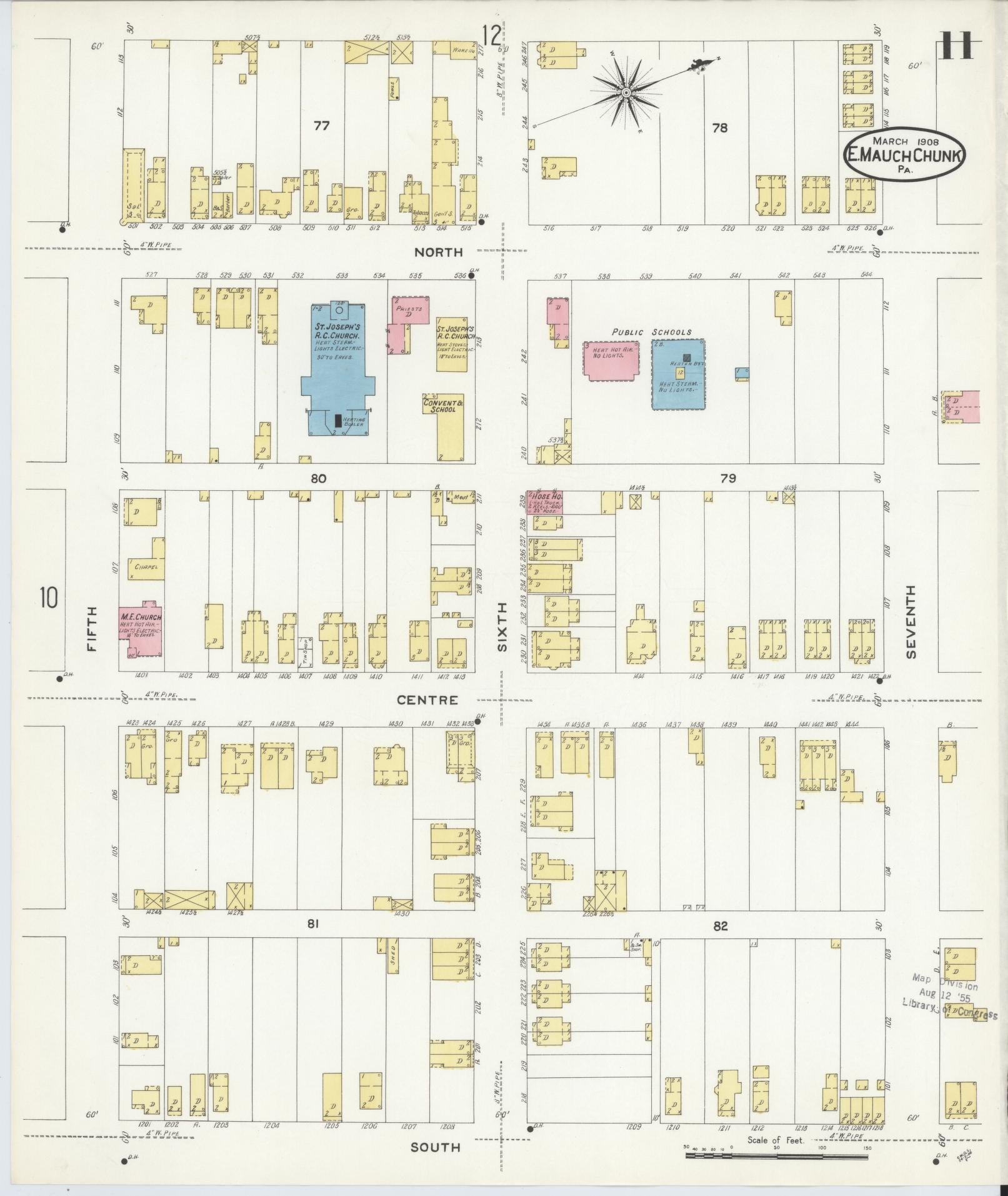 Sanborn Fire Insurance Map from Mauch Chunk, Carbon County, Pennsylvania (1908), Sheet #0011 - Complete Map Set gallery image, historic Sanborn map, vintage wall art, Pennsylvania Pennsylvania