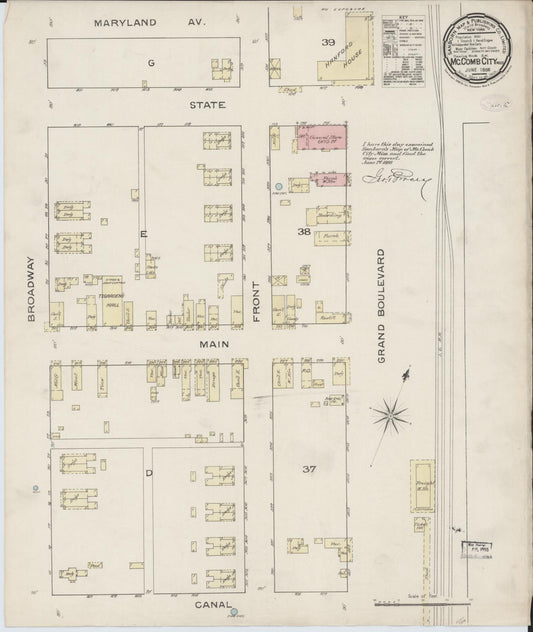 Sanborn Fire Insurance Map from McComb, Pike County, Mississippi (1886), Sheet #0001 - Historic Sanborn Fire Insurance Map Print, vintage old map wall art, antique decor, genealogy gift, Mississippi Mississippi map