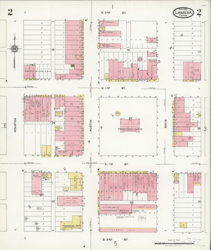 Sanborn Fire Insurance Map from Lamesa, Dawson County, Texas (1925), Sheet #0002 - Complete Map Set gallery image, historic Sanborn map, vintage wall art, Texas Texas
