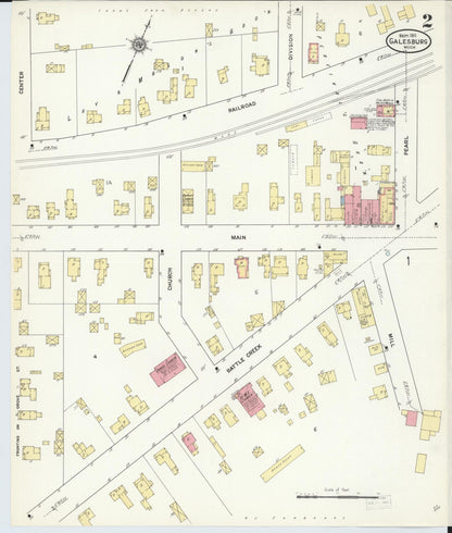 Sanborn Fire Insurance Map from Galesburg, Kalamazoo County, Michigan (1911), Sheet #0002 - Complete Map Set gallery image, historic Sanborn map, vintage wall art, Michigan Michigan