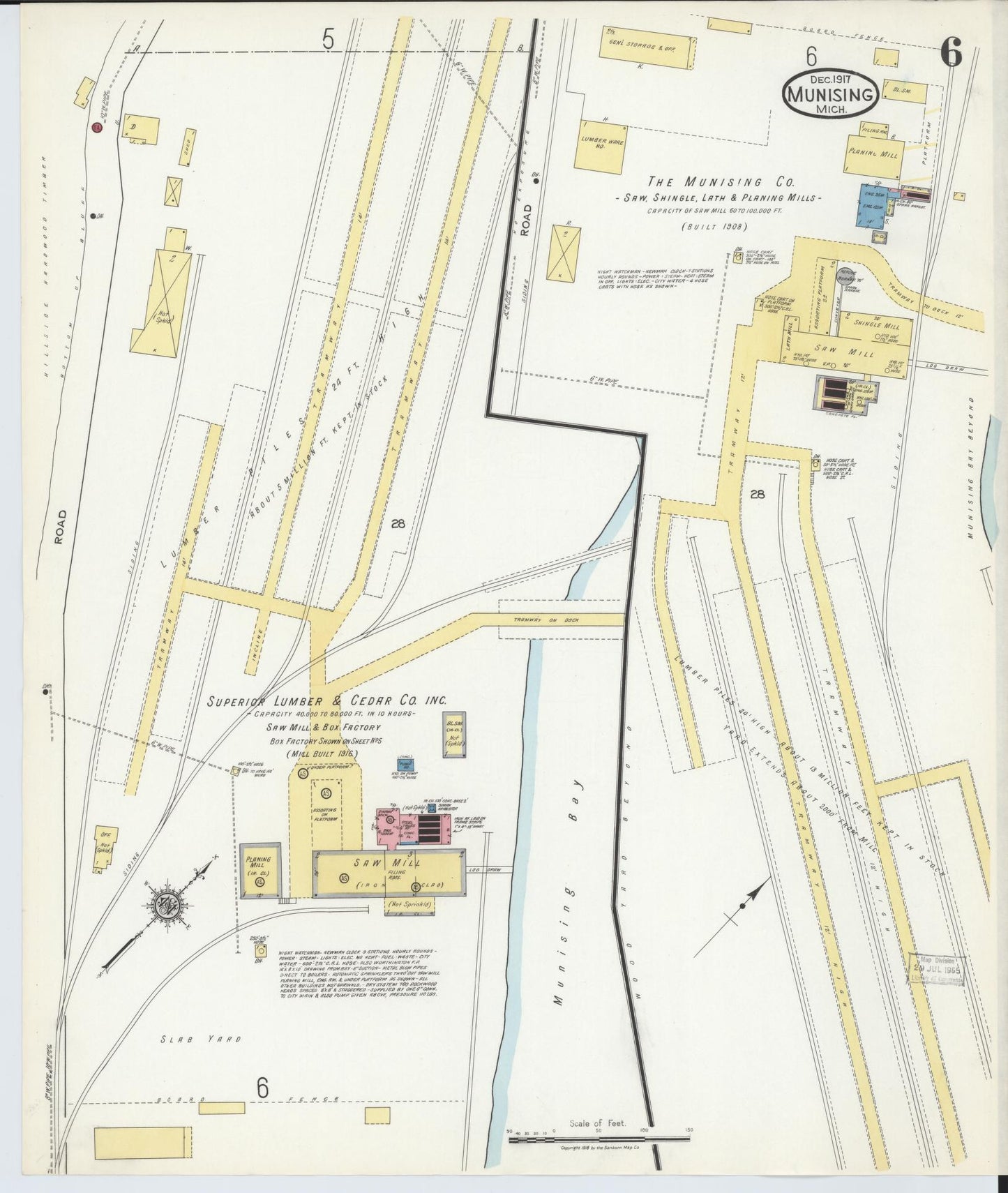 Sanborn Fire Insurance Map from Munising, Alger County, Michigan (1917), Sheet #0006 - Historic Sanborn Fire Insurance Map Print, vintage old map wall art, antique decor, genealogy gift, Michigan Michigan map