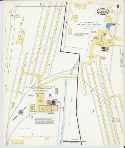 Sanborn Fire Insurance Map from Munising, Alger County, Michigan (1917), Sheet #0006 - Historic Sanborn Fire Insurance Map Print, vintage old map wall art, antique decor, genealogy gift, Michigan Michigan map