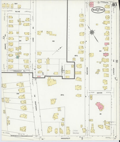 Sanborn Fire Insurance Map from Middletown, Orange County, New York (1910), Sheet #0010 - Complete Map Set gallery image, historic Sanborn map, vintage wall art, New York New York