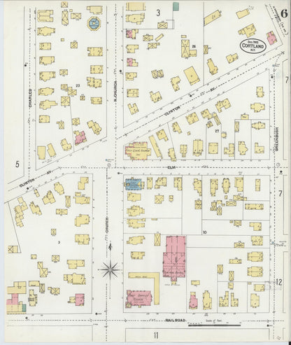 Sanborn Fire Insurance Map from Cortland, Cortland County, New York (1902), Sheet #0006 - Historic Sanborn Fire Insurance Map Print, vintage old map wall art, antique decor, genealogy gift, New York New York map