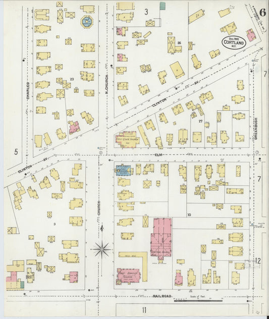 Sanborn Fire Insurance Map from Cortland, Cortland County, New York (1902), Sheet #0006 - Historic Sanborn Fire Insurance Map Print, vintage old map wall art, antique decor, genealogy gift, New York New York map