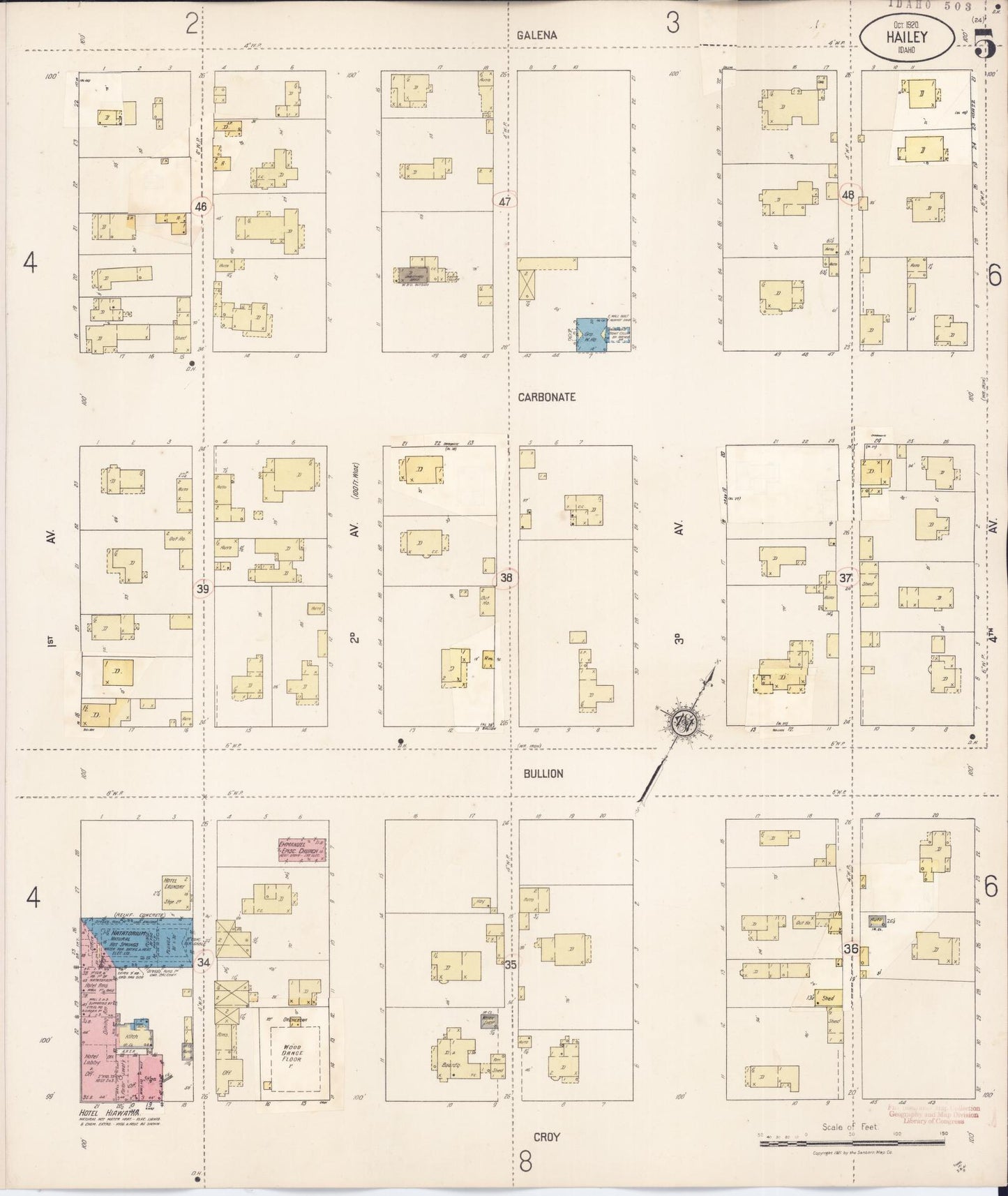 Sanborn Fire Insurance Map from Hailey, Blaine County, Idaho (1931), Sheet #0005 - Historic Sanborn Fire Insurance Map Print, vintage old map wall art, antique decor, genealogy gift, Idaho Idaho map