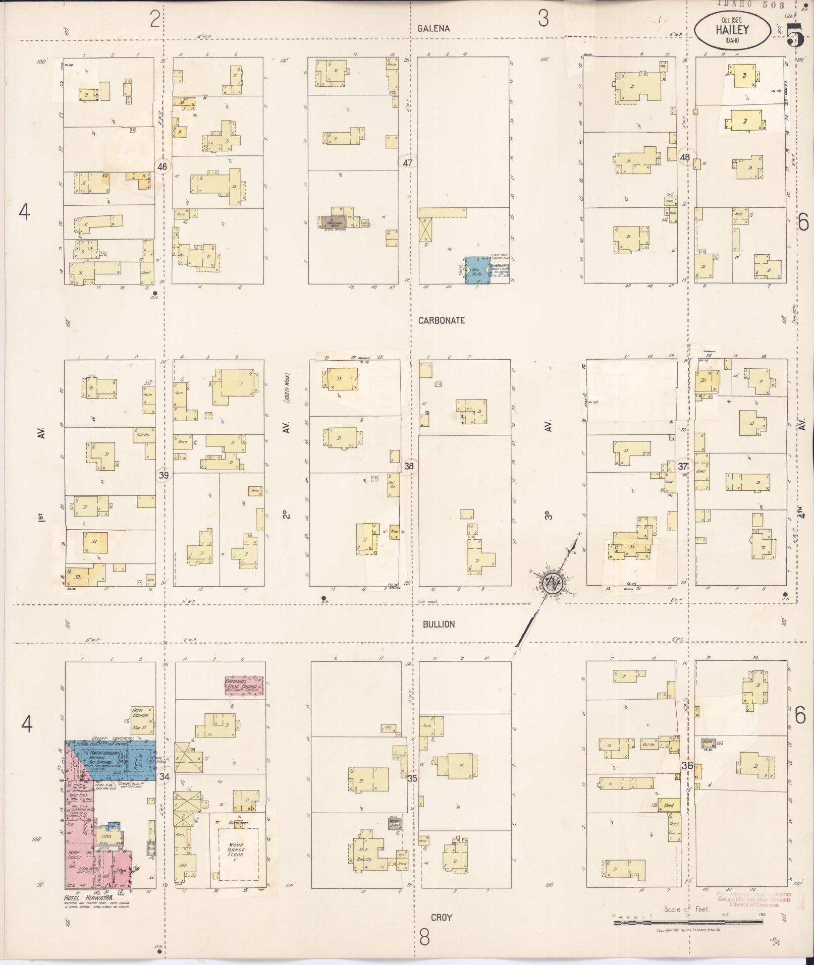 Sanborn Fire Insurance Map from Hailey, Blaine County, Idaho (1931), Sheet #0005 - Historic Sanborn Fire Insurance Map Print, vintage old map wall art, antique decor, genealogy gift, Idaho Idaho map