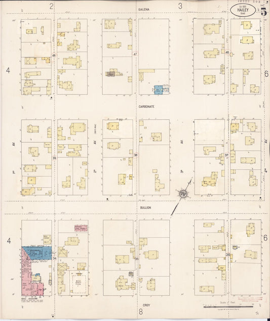 Sanborn Fire Insurance Map from Hailey, Blaine County, Idaho (1931), Sheet #0005 - Historic Sanborn Fire Insurance Map Print, vintage old map wall art, antique decor, genealogy gift, Idaho Idaho map