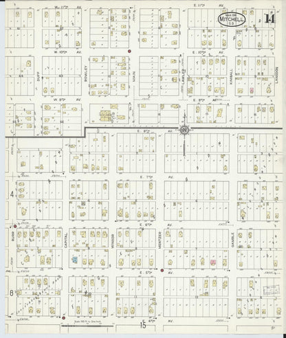 Sanborn Fire Insurance Map from Mitchell, Davison County, South Dakota (1914), Sheet #0014 - Complete Map Set gallery image, historic Sanborn map, vintage wall art, South Dakota South Dakota