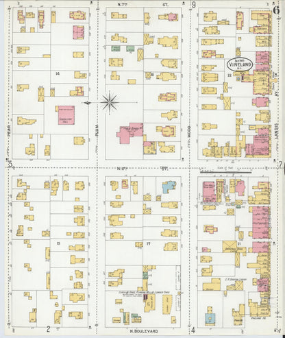 Sanborn Fire Insurance Map from Vineland, Cumberland County, New Jersey (1900), Sheet #0006 - Historic Sanborn Fire Insurance Map Print, vintage old map wall art, antique decor, genealogy gift, New Jersey New Jersey map