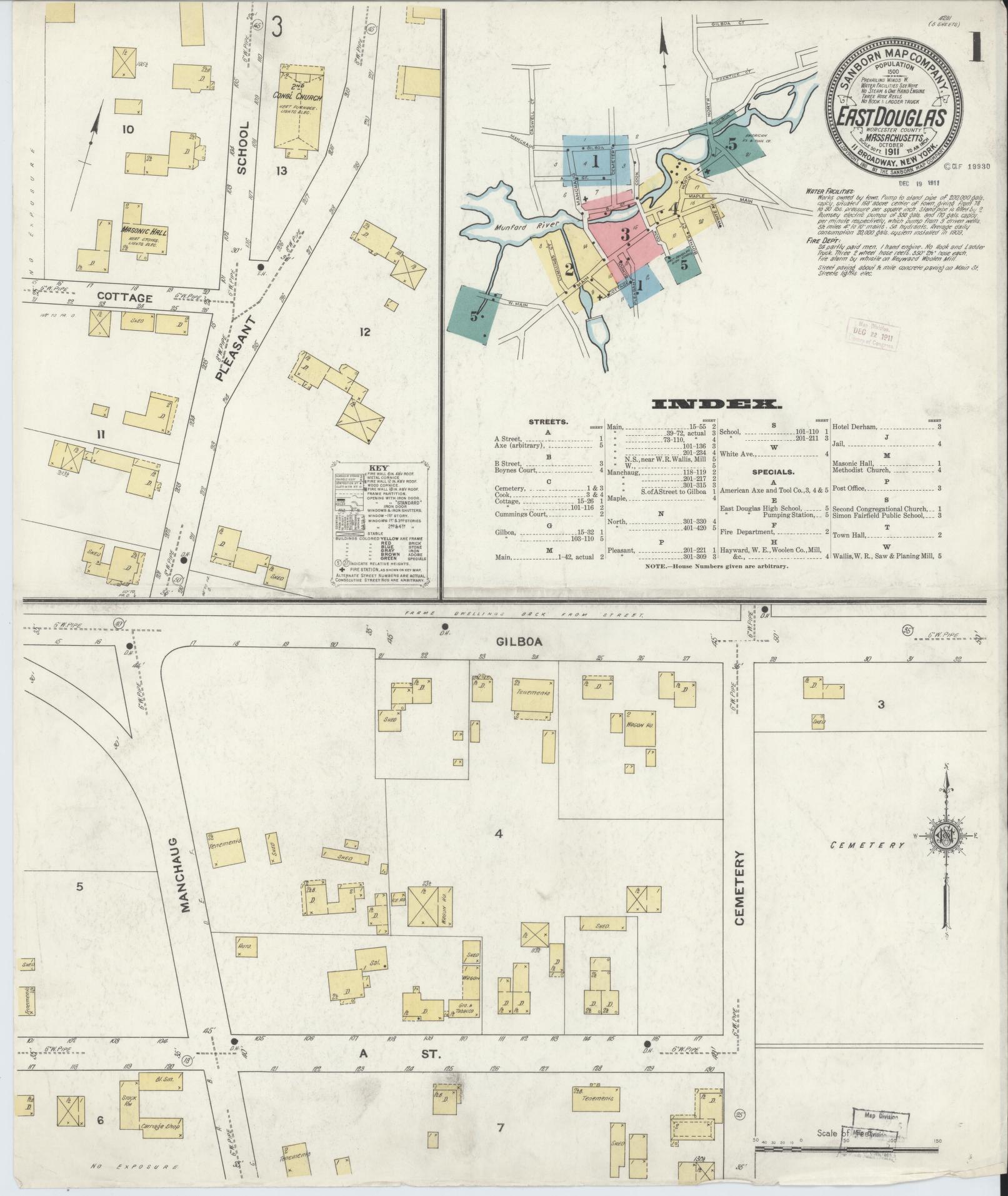 Sanborn Fire Insurance Map from East Douglas, Worcester County, Massachusetts. (1911) – Historic Sanborn Fire Insurance Map Print