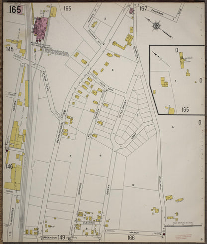 Sanborn Fire Insurance Map from Worcester, Worcester County, Massachusetts (1910), Sheet #0165 - Historic Sanborn Fire Insurance Map Print, vintage old map wall art, antique decor, genealogy gift, Massachusetts Massachusetts map
