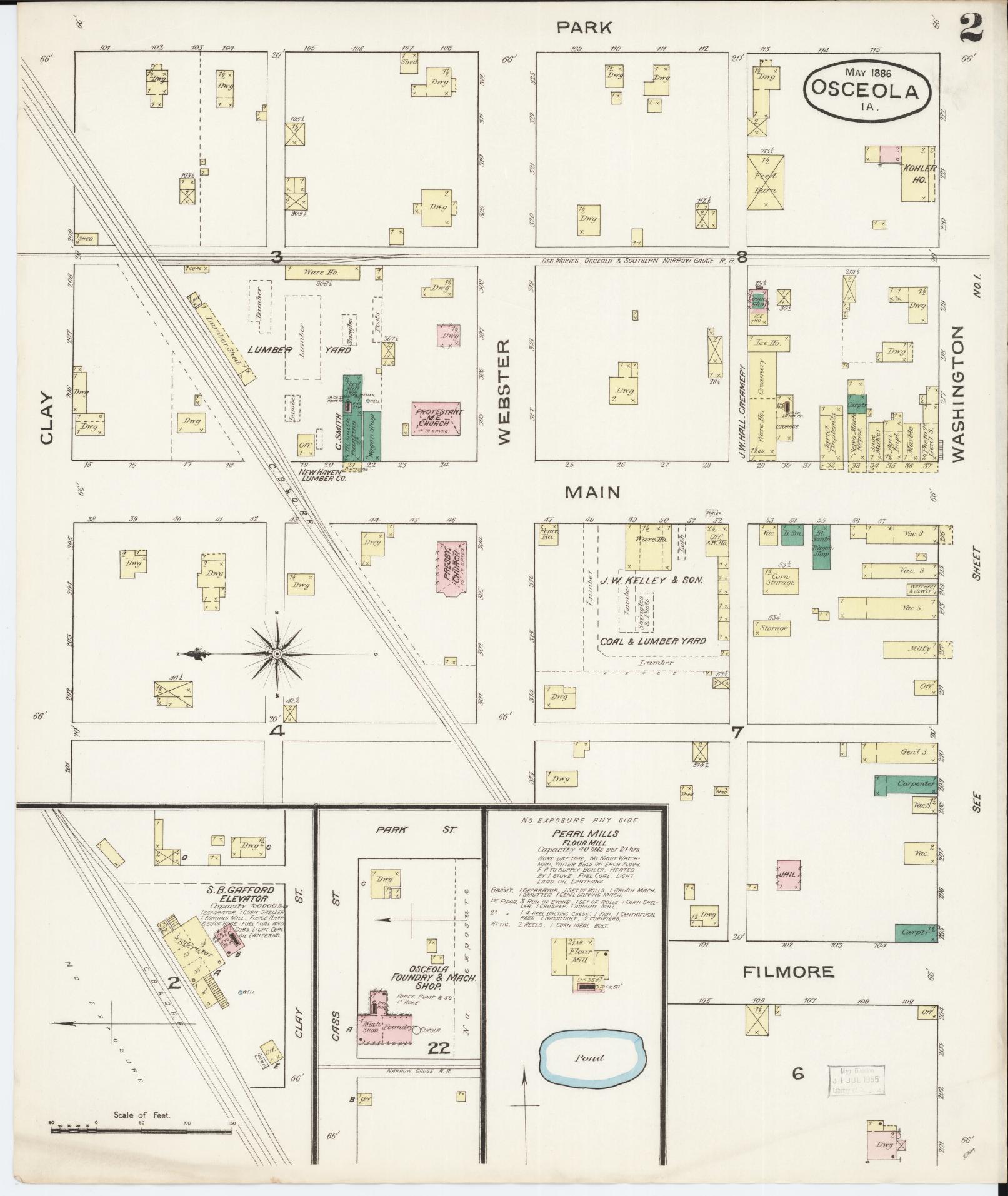 Sanborn Fire Insurance Map from Osceola, Clarke County, Iowa (1886), Sheet #0002 - Historic Sanborn Fire Insurance Map Print