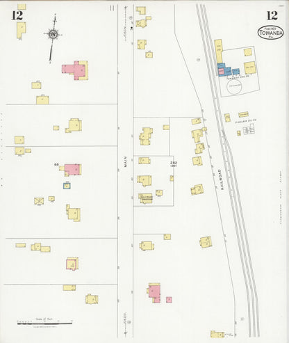 Sanborn Fire Insurance Map from Towanda, Bradford County, Pennsylvania (1927), Sheet #0012 - Complete Map Set gallery image, historic Sanborn map, vintage wall art, Pennsylvania Pennsylvania