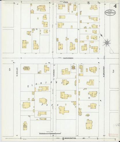 Sanborn Fire Insurance Map from Greenville, Washington County, Mississippi (1900), Sheet #0004 - Complete Map Set gallery image, historic Sanborn map, vintage wall art, Mississippi Mississippi