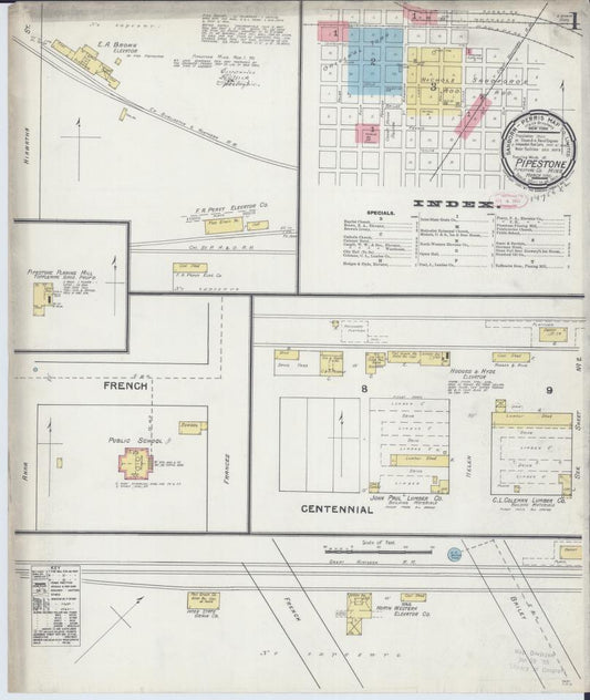 Sanborn Fire Insurance Map from Pipestone, Pipestone County, Minnesota. (1892) – Map View
