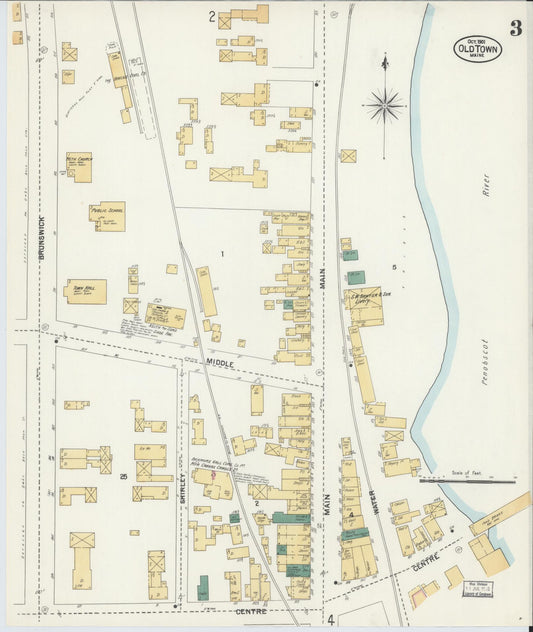 Sanborn Fire Insurance Map from Old Town, Penobscot County, Maine (1901), Sheet #0003 - Historic Sanborn Fire Insurance Map Print, vintage old map wall art, antique decor, genealogy gift, Maine Maine map