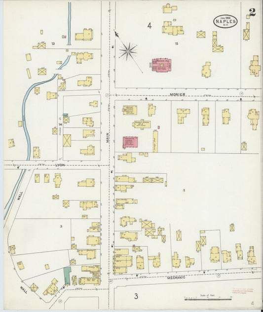 Sanborn Fire Insurance Map from Naples, Ontario County, New York (1906), Sheet #0002 - Historic Sanborn Fire Insurance Map Print, vintage old map wall art, antique decor, genealogy gift, New York New York map