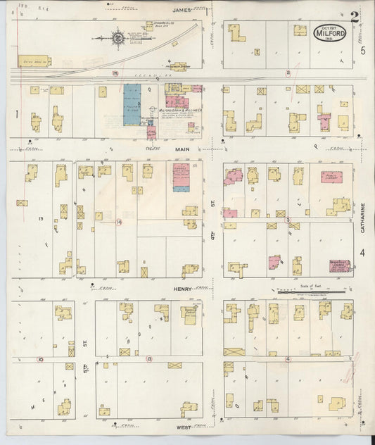 Sanborn Fire Insurance Map from Milford, Kosciusko County, Indiana (1933), Sheet #0002 - Historic Sanborn Fire Insurance Map Print, vintage old map wall art, antique decor, genealogy gift, Indiana Indiana map