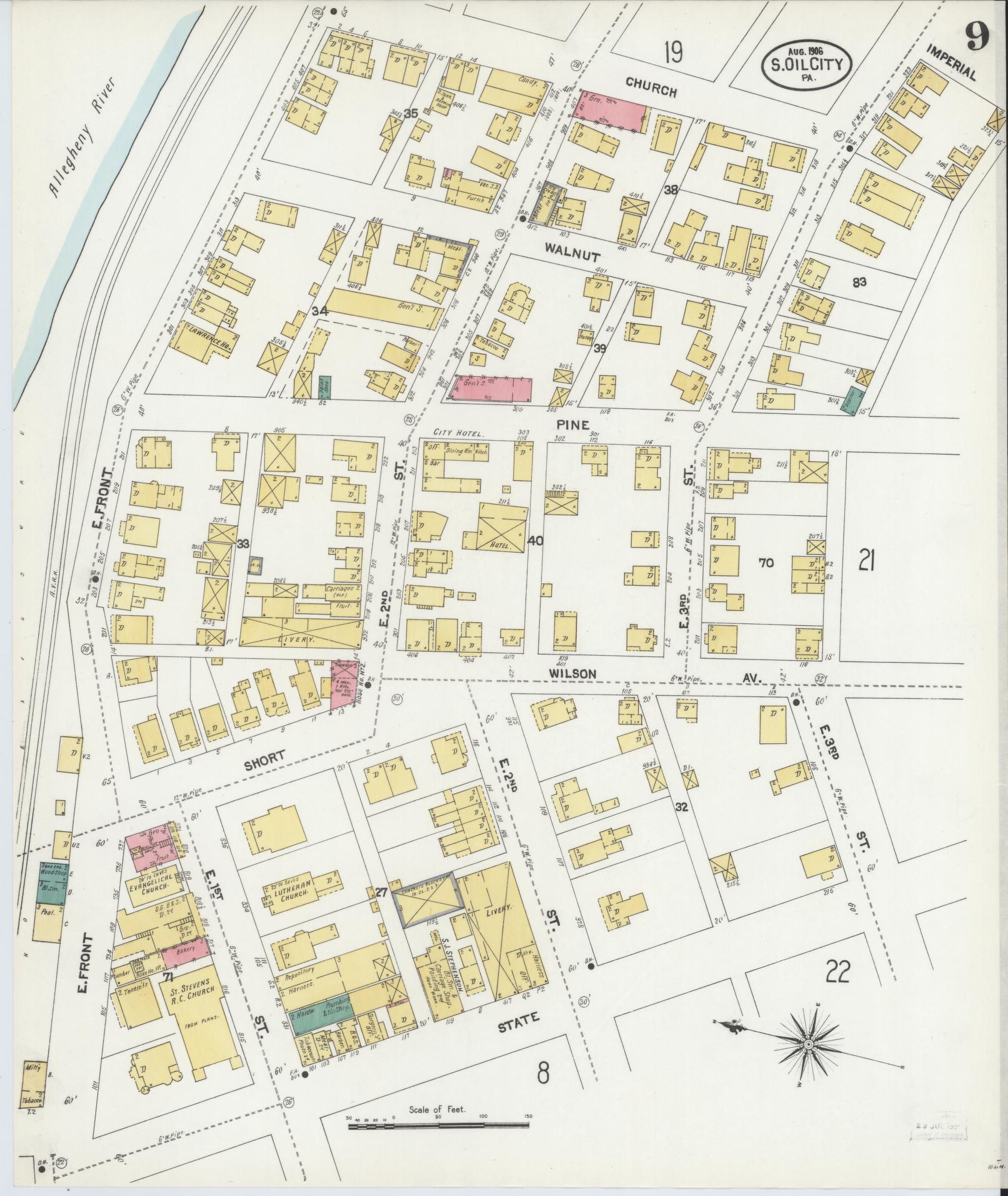 Sanborn Fire Insurance Map from Oil City, Venango County, Pennsylvania (1906), Sheet #0009 - Complete Map Set gallery image, historic Sanborn map, vintage wall art, Pennsylvania Pennsylvania
