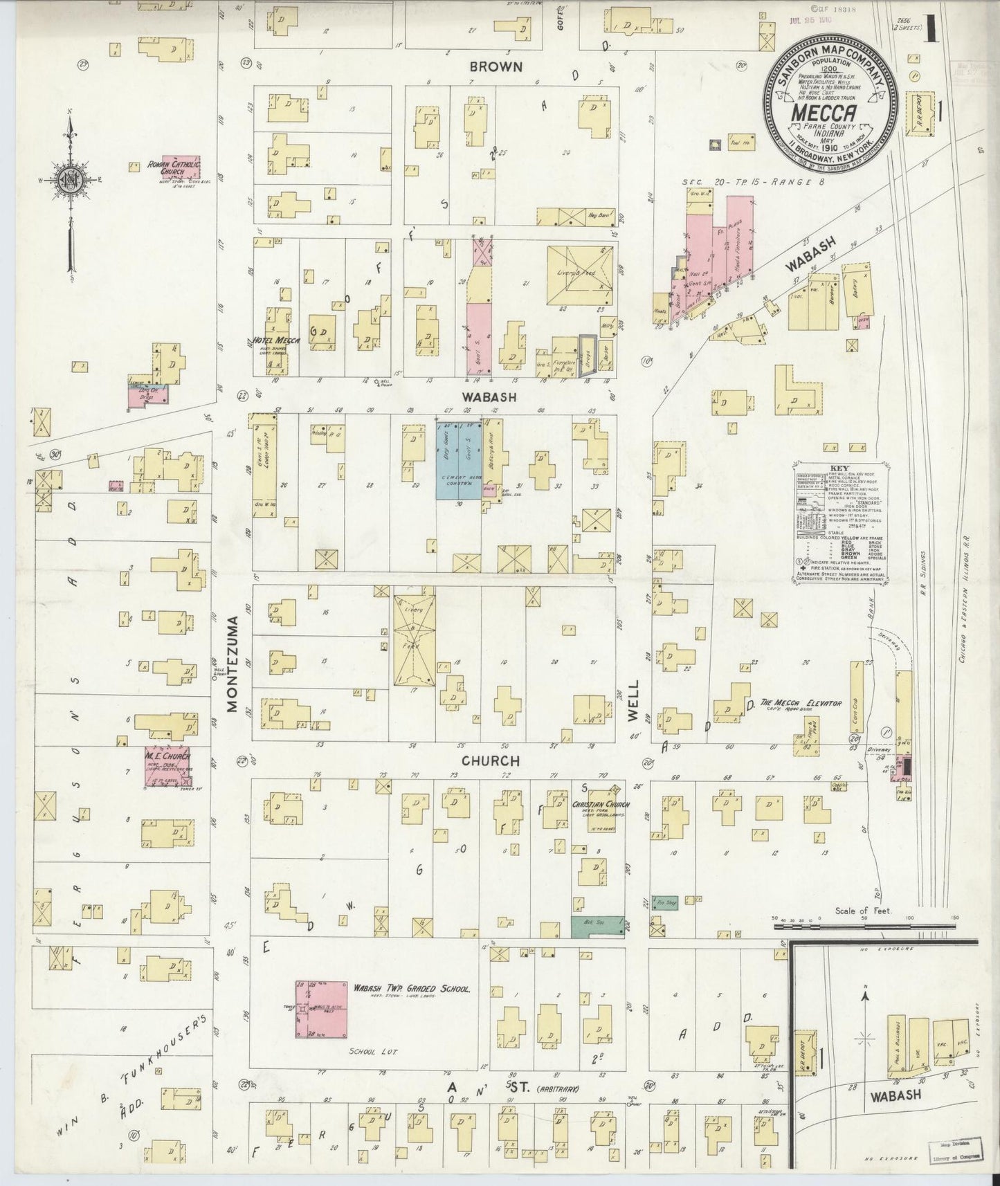 Sanborn Fire Insurance Map from Mecca, Parke County, Indiana (1910), Sheet #0001 - Complete Map Set gallery image, historic Sanborn map, vintage wall art, Indiana Indiana