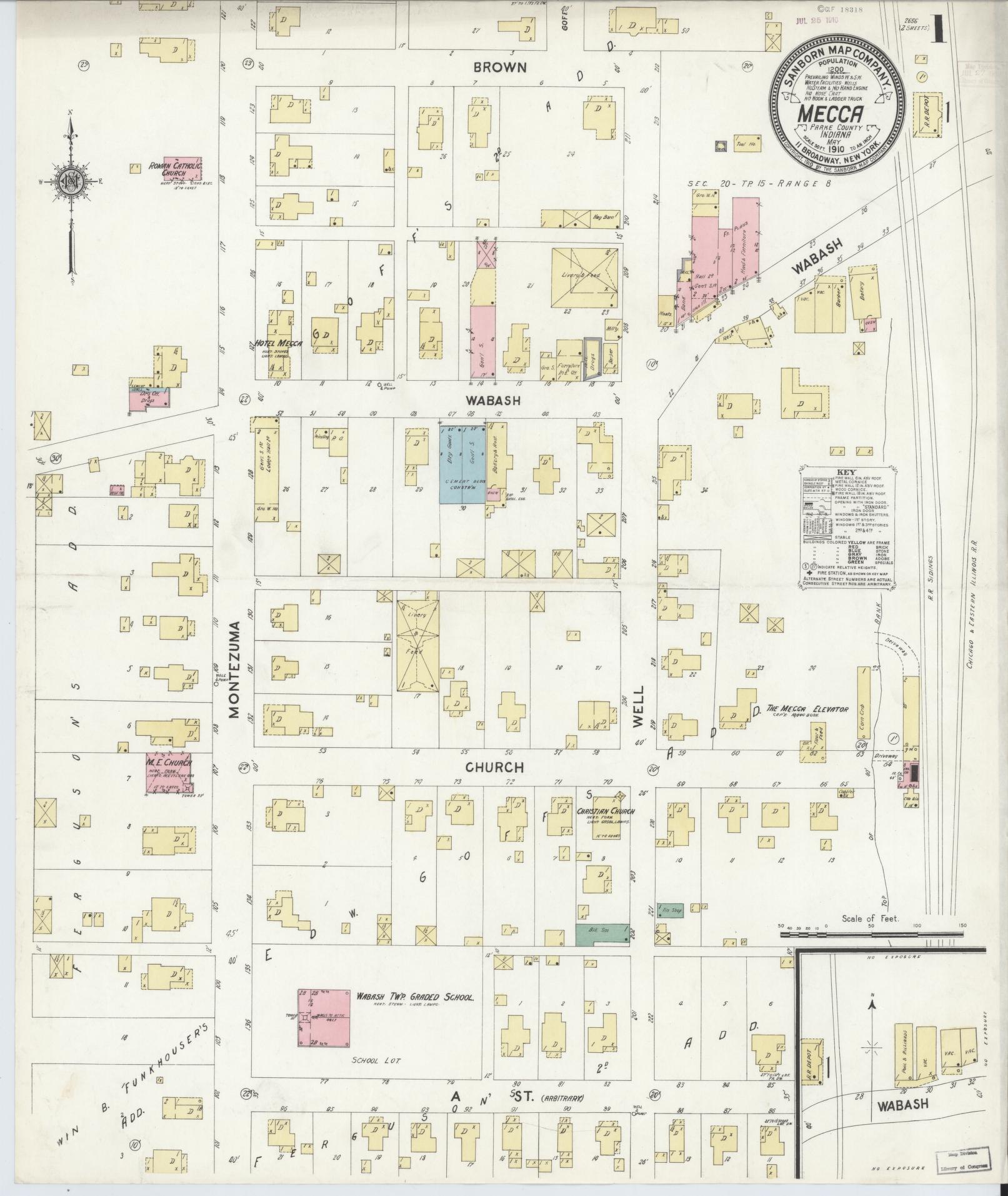 Sanborn Fire Insurance Map from Mecca, Parke County, Indiana (1910), Sheet #0001 - Complete Map Set gallery image, historic Sanborn map, vintage wall art, Indiana Indiana