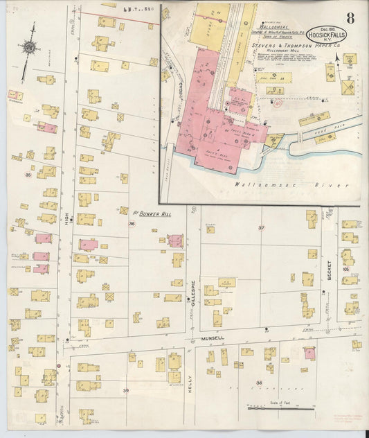 Sanborn Fire Insurance Map from Hoosick Falls, Rensselaer County, New York (1945), Sheet #0008 - Historic Sanborn Fire Insurance Map Print, vintage old map wall art, antique decor, genealogy gift, New York New York map