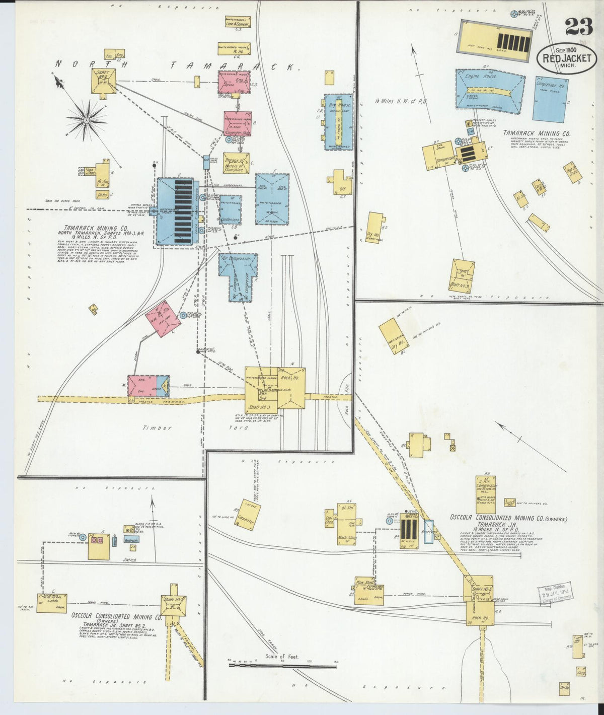 Sanborn Fire Insurance Map from Red Jacket, Houghton County, Michigan (1900), Sheet #0023 - Historic Sanborn Fire Insurance Map Print, vintage old map wall art, antique decor, genealogy gift, Michigan Michigan map