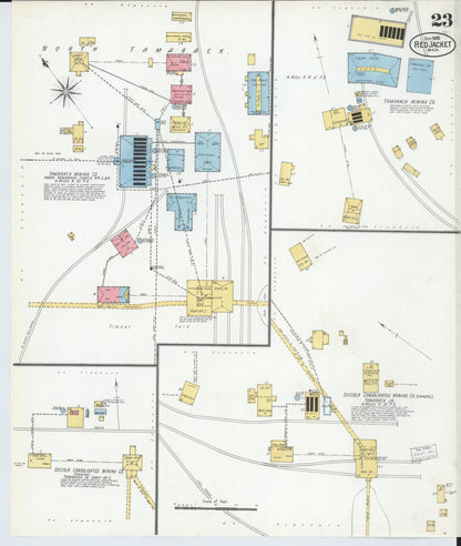 Sanborn Fire Insurance Map from Red Jacket, Houghton County, Michigan (1900), Sheet #0023 - Historic Sanborn Fire Insurance Map Print, vintage old map wall art, antique decor, genealogy gift, Michigan Michigan map