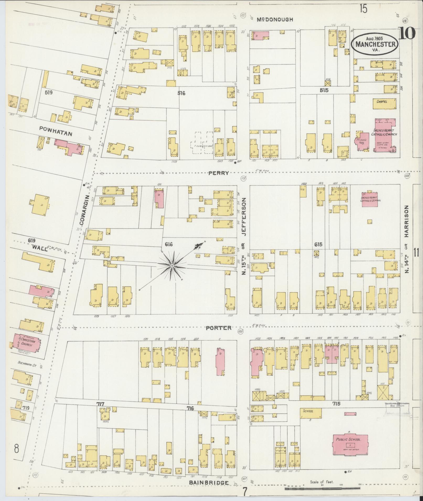 Sanborn Fire Insurance Map from Manchester, Chesterfield County, Virginia. (1905), Sheet 10 – Historic Sanborn Fire Insurance Map Print