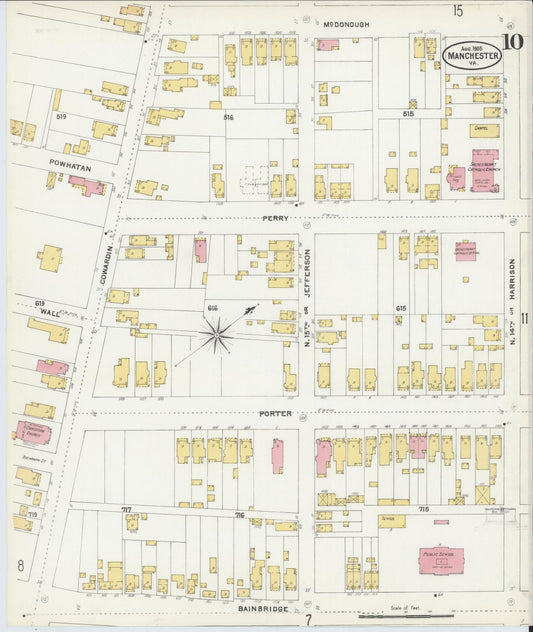 Sanborn Fire Insurance Map from Manchester, Chesterfield County, Virginia. (1905), Sheet 10 – Historic Sanborn Fire Insurance Map Print